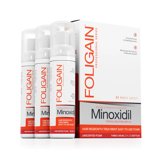 泡沬裝男用FOLIGAIN 5% Minoxidil 快乾頭髮再生3瓶/60ml 3個月用量