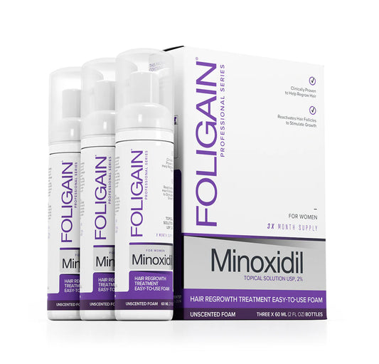 泡沬裝女用FOLIGAIN 2% Minoxidil 快乾頭髮再生3瓶/60ml 3個月用量